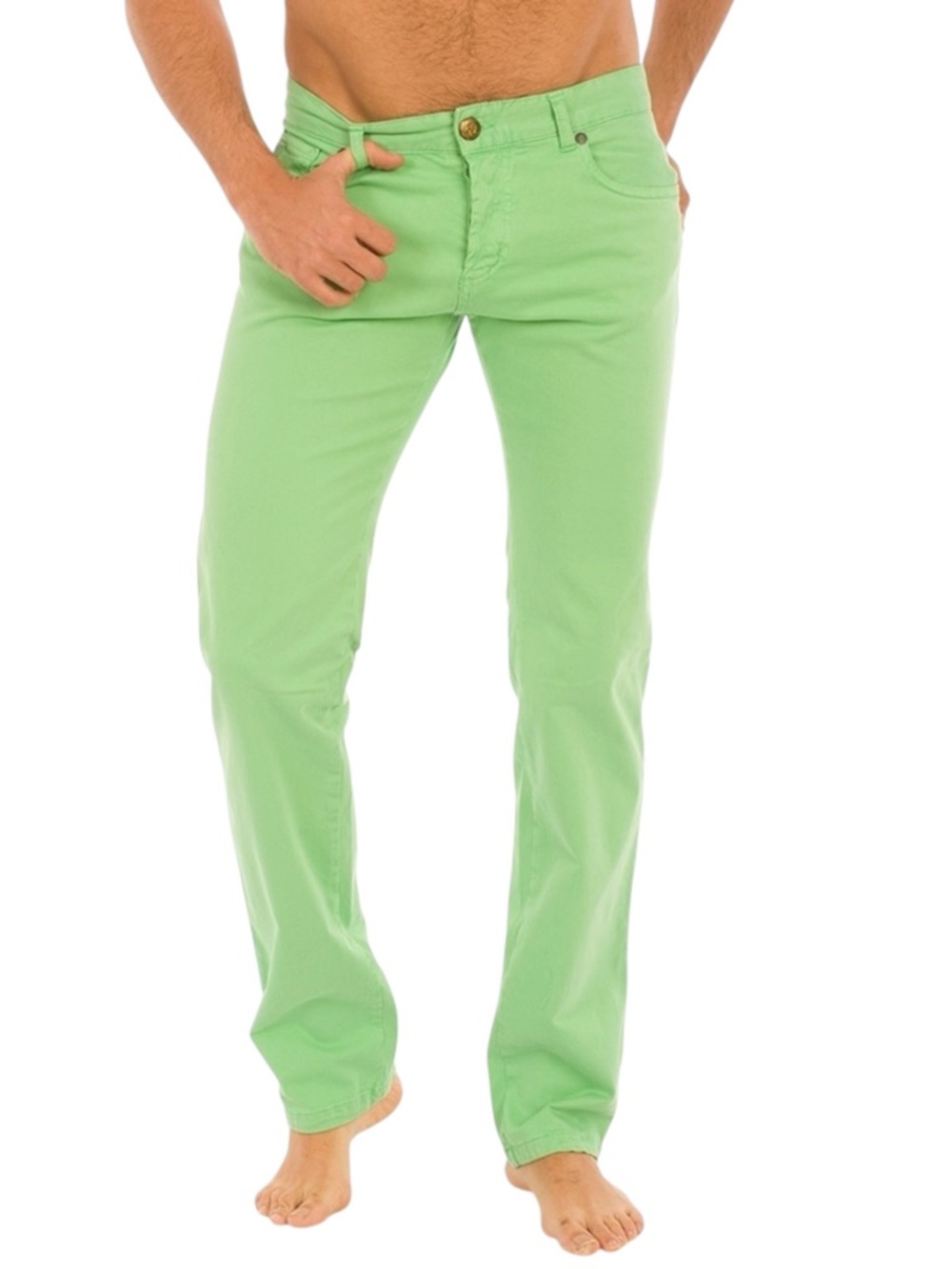 Robert Graham Bright Green Cotton Slim Jim Chino Jeans (30x33)